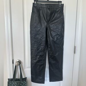 Abercrombie & Fitch The Ankle Straight Ultra High Rise Vegan Leather